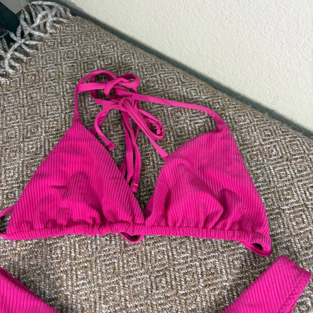 Frankies Bikinis - Red Ribbed and Runched 2-Piece Bikini Sz M Sexy Vacay Beach